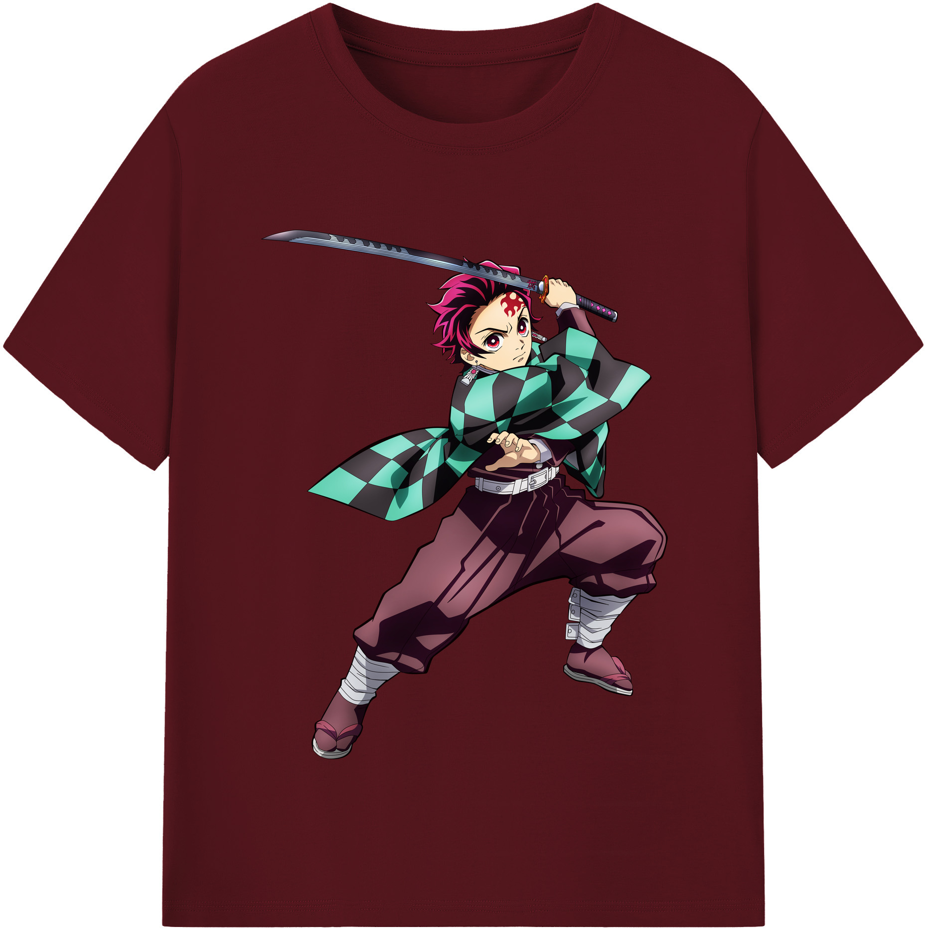 （画像用） 鬼滅の刃 竈門 炭治郎／かまど たんじろう Kamado Tanjirou 綿100％半袖Tシャツ（フロントプリント）